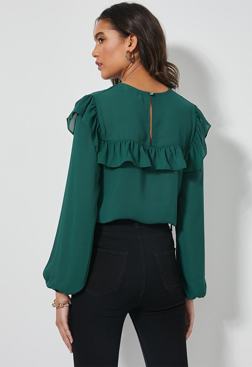 Superbalist - Femme ruffle blouse - emerald green