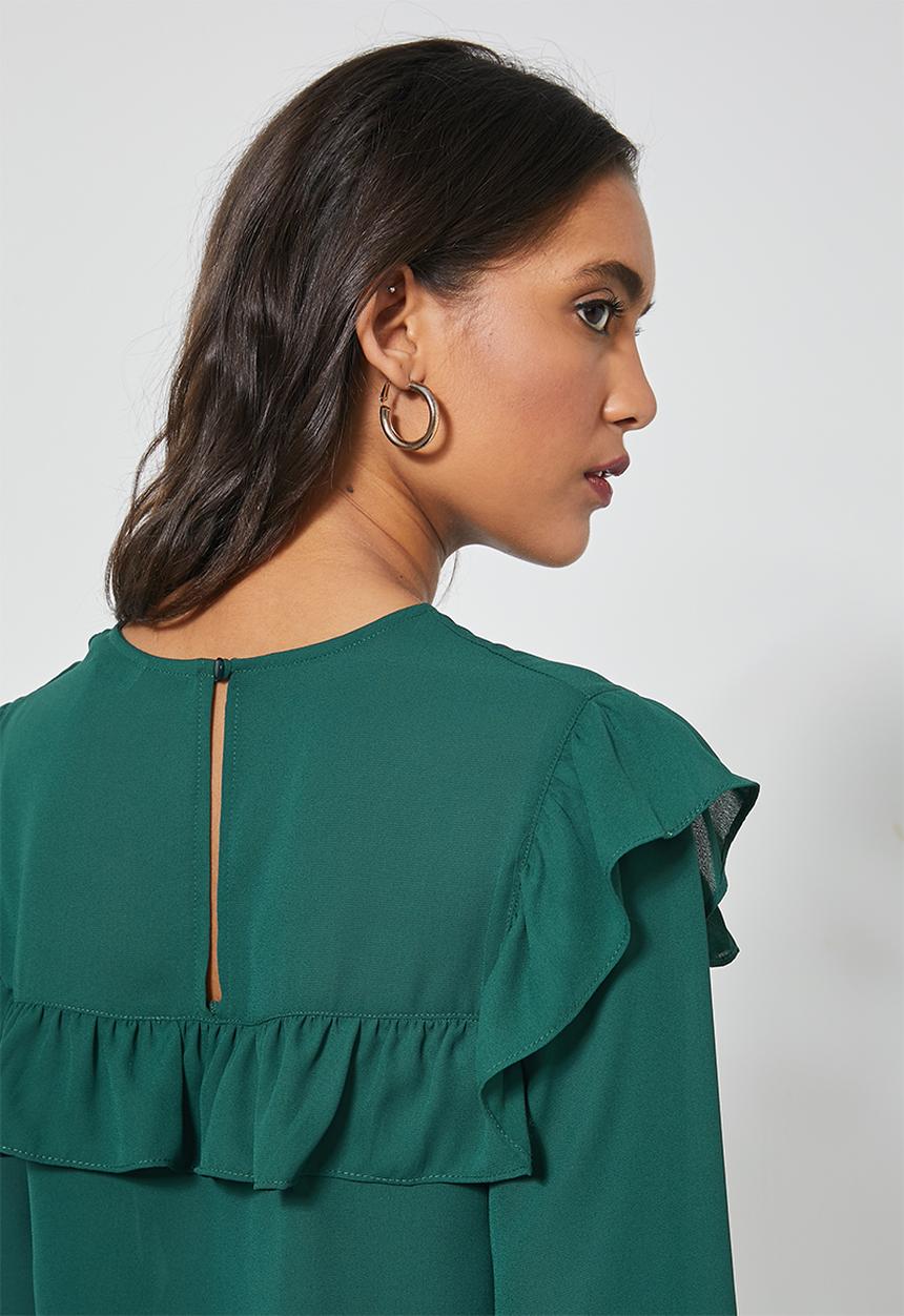 Superbalist - Femme ruffle blouse - emerald green