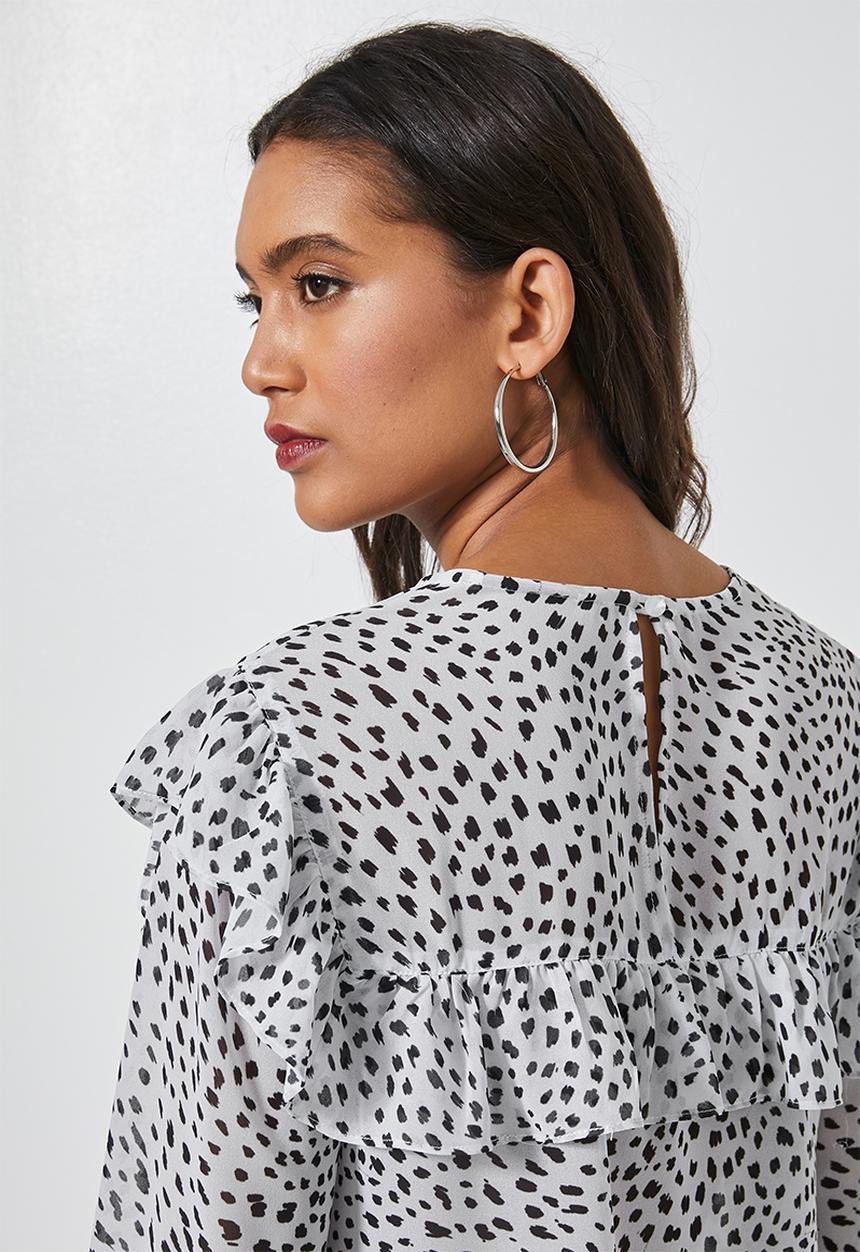 Superbalist - Femme ruffle blouse - white & black 