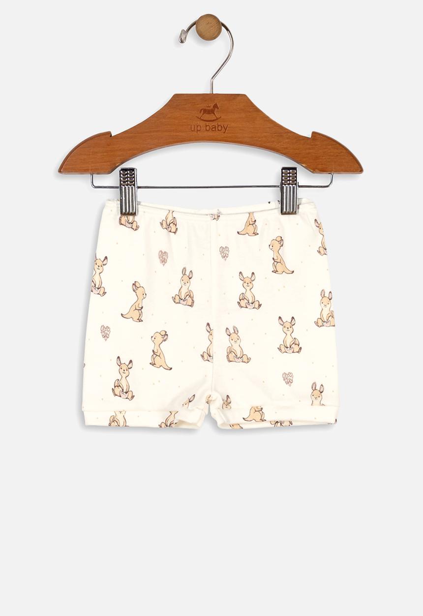 UP Baby - Girls printed shorts - off white & brown 