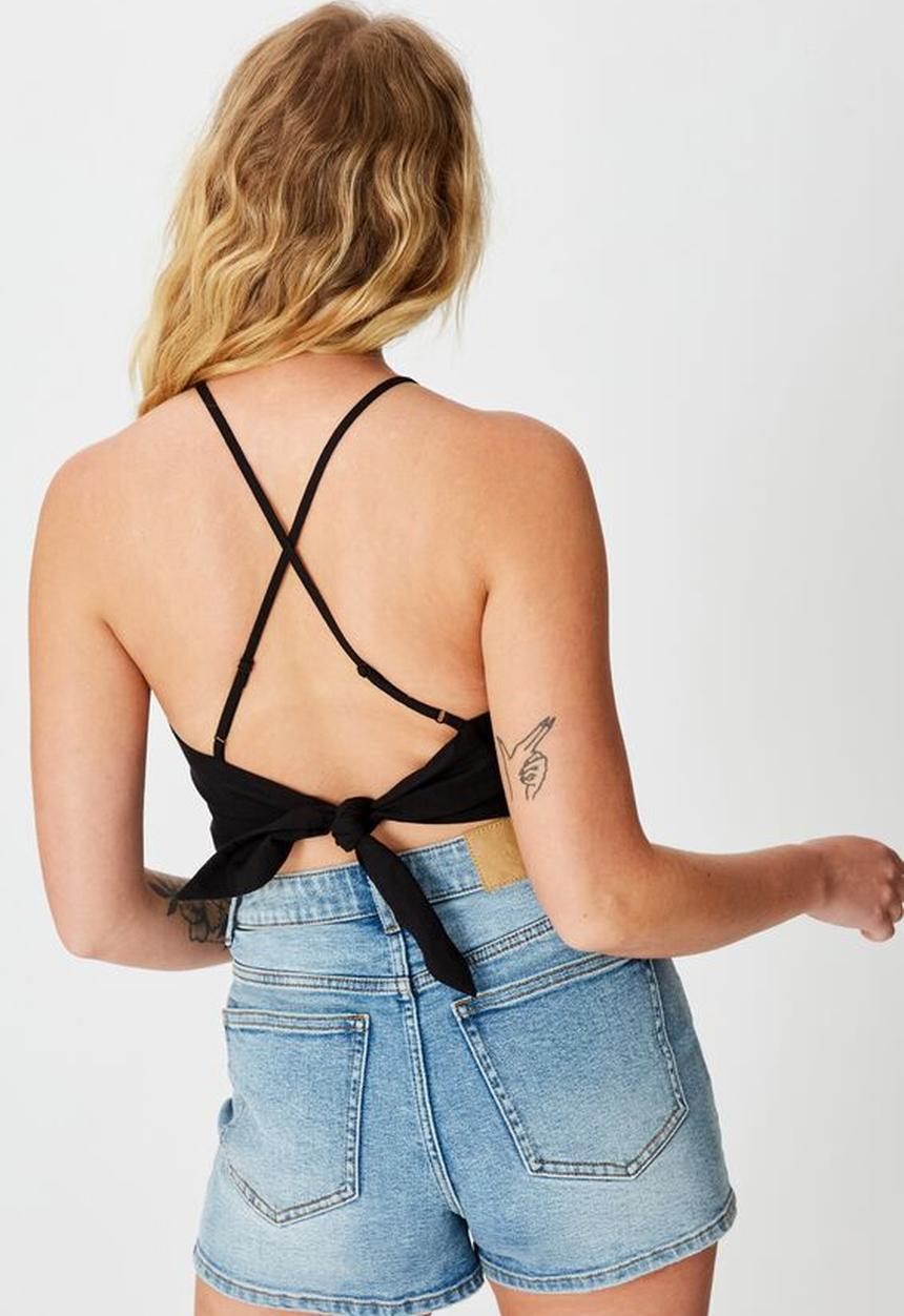 Factorie - Backless high neck top - black