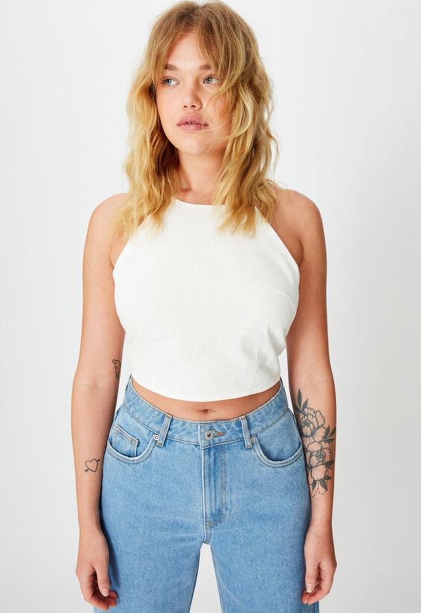 Factorie - Backless high neck top - white