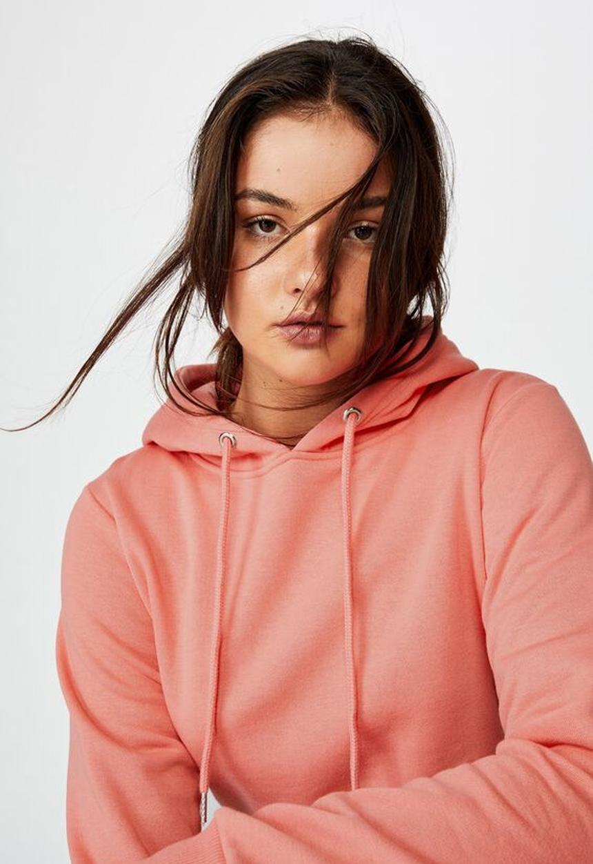 Factorie - Classic crop hoodie - sunkist coral