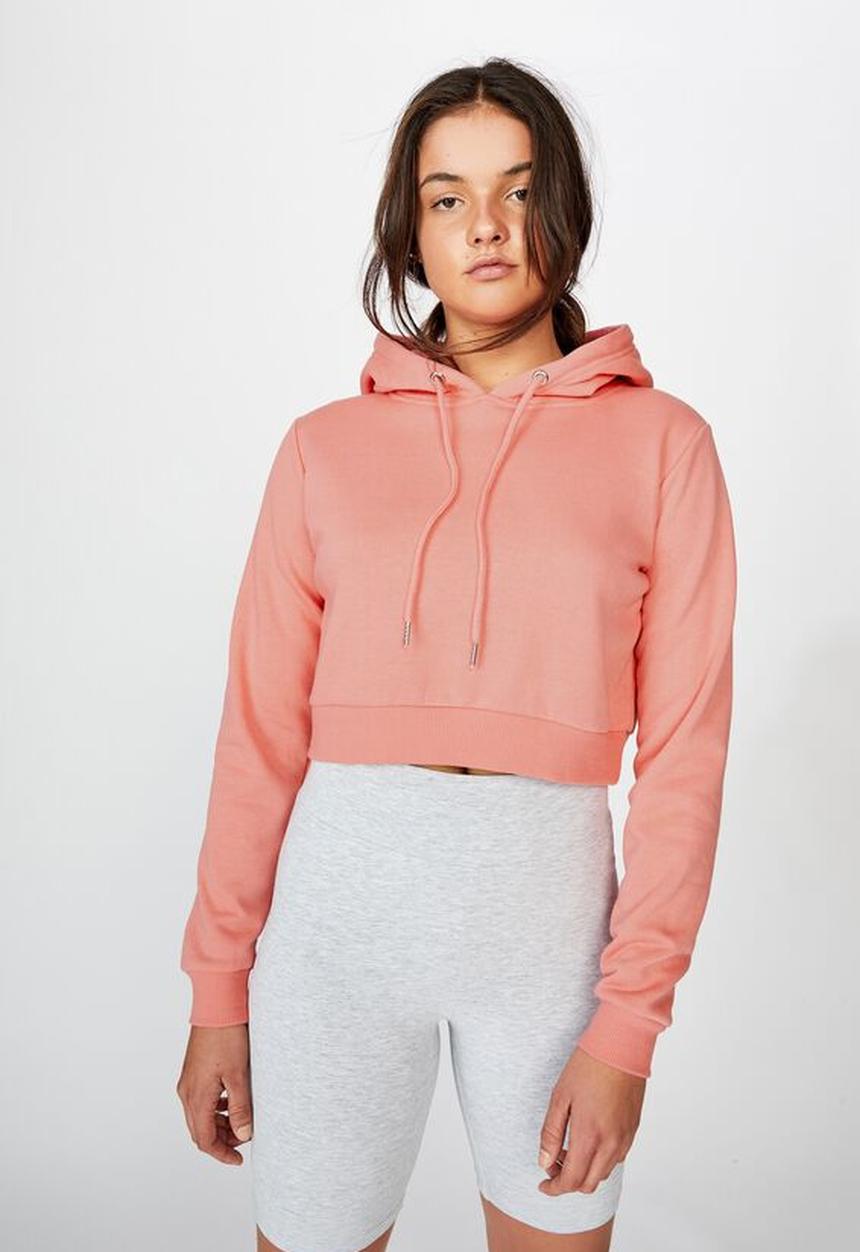 Factorie - Classic crop hoodie - sunkist coral
