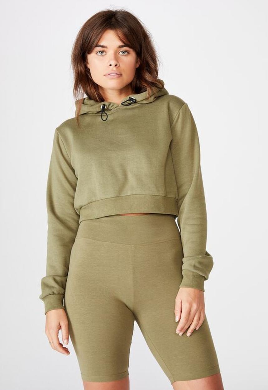 Factorie - Classic crop hoodie - washed khaki