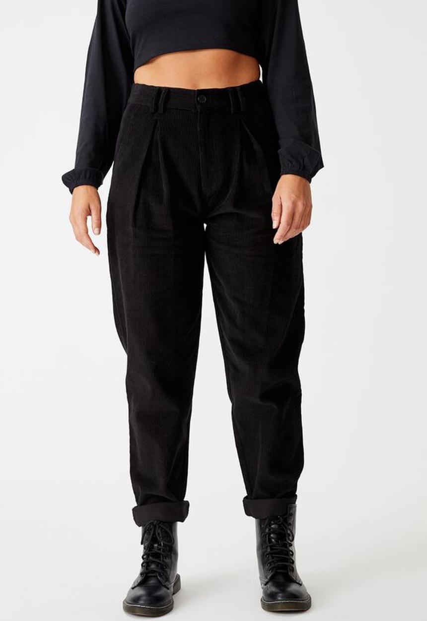 Factorie - Cord slouch pant - black