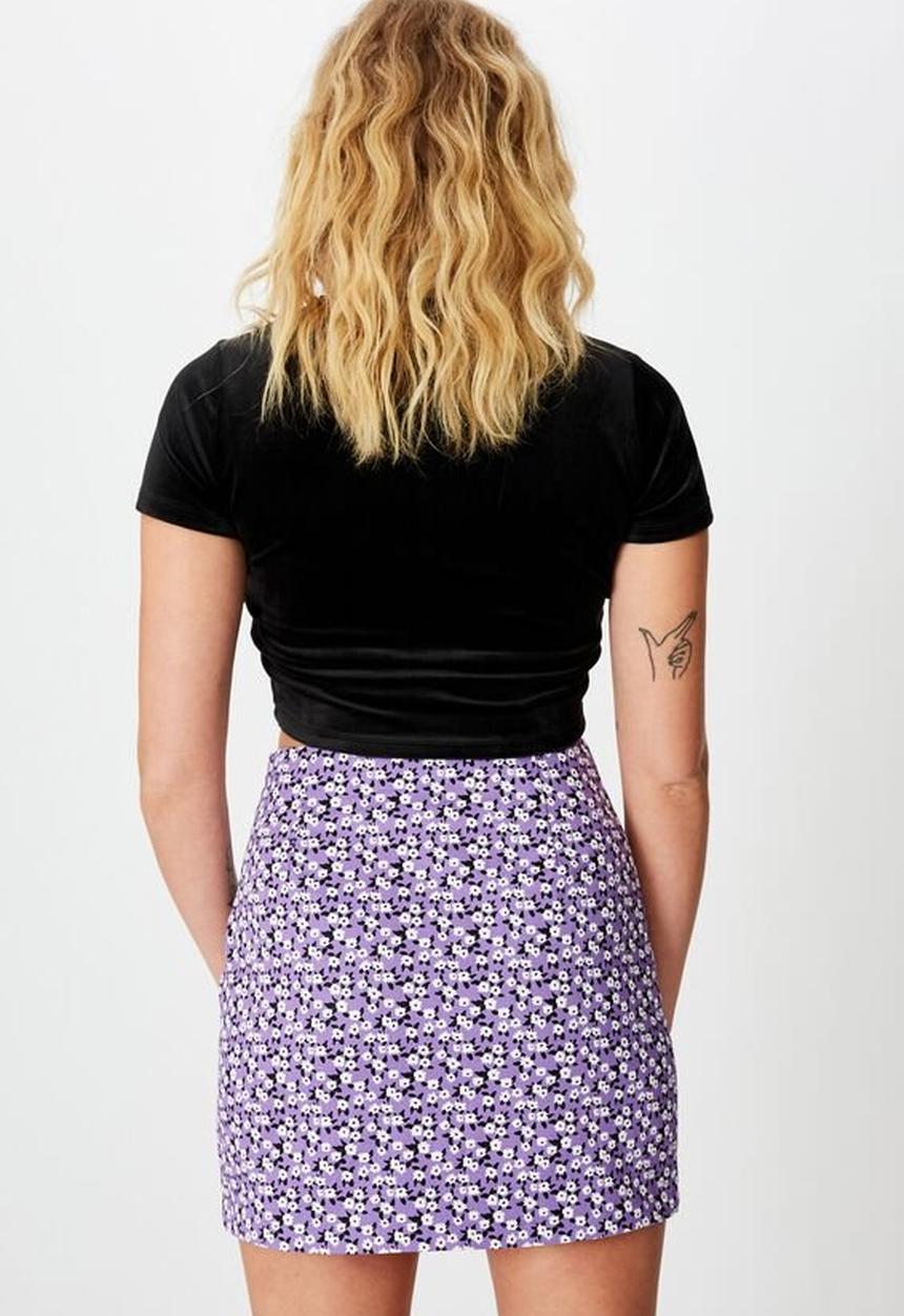Factorie - Double split mini skirt - jayda purple ditsy