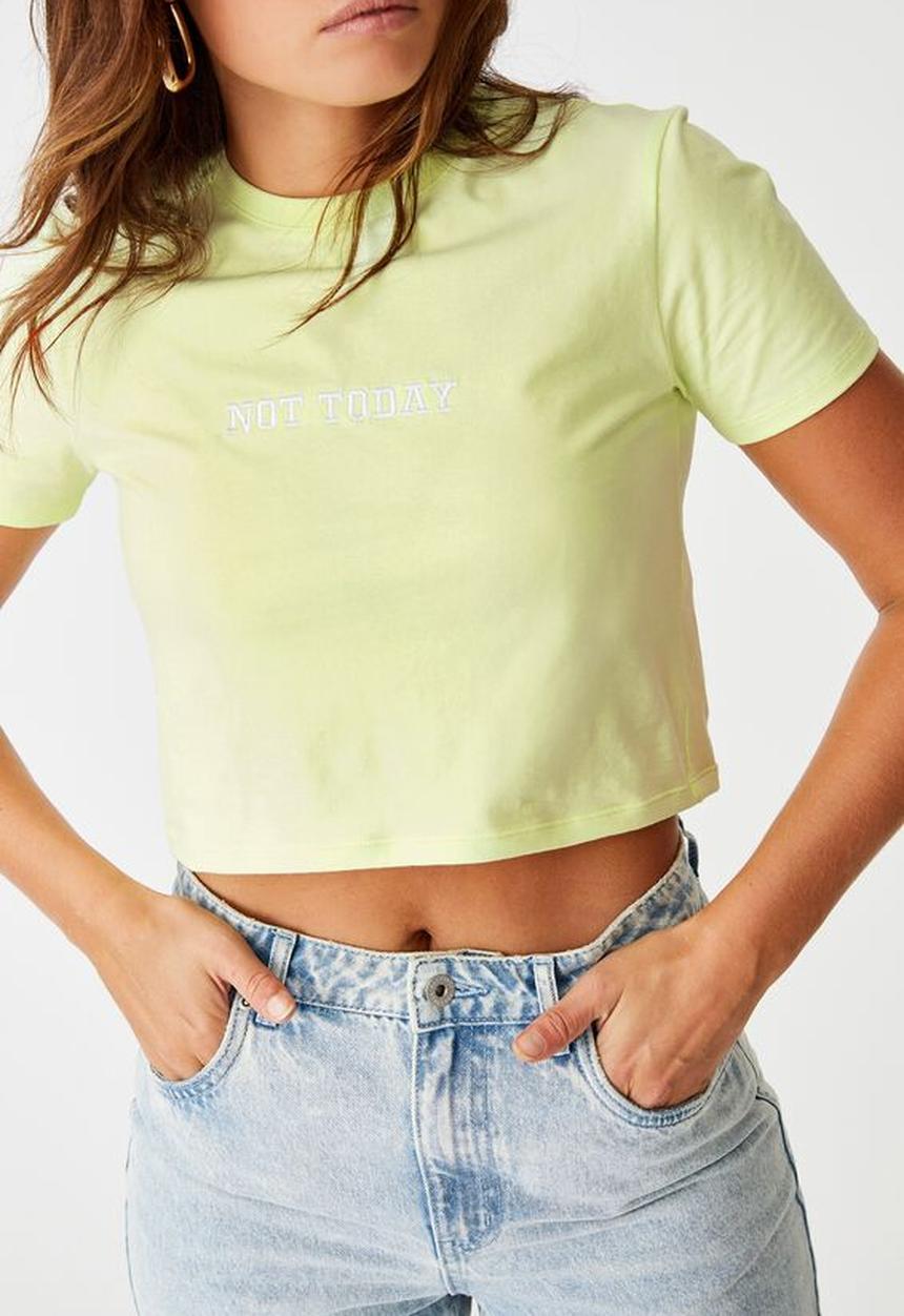 Factorie - Fitted graphic T-shirt  not today - lime cream