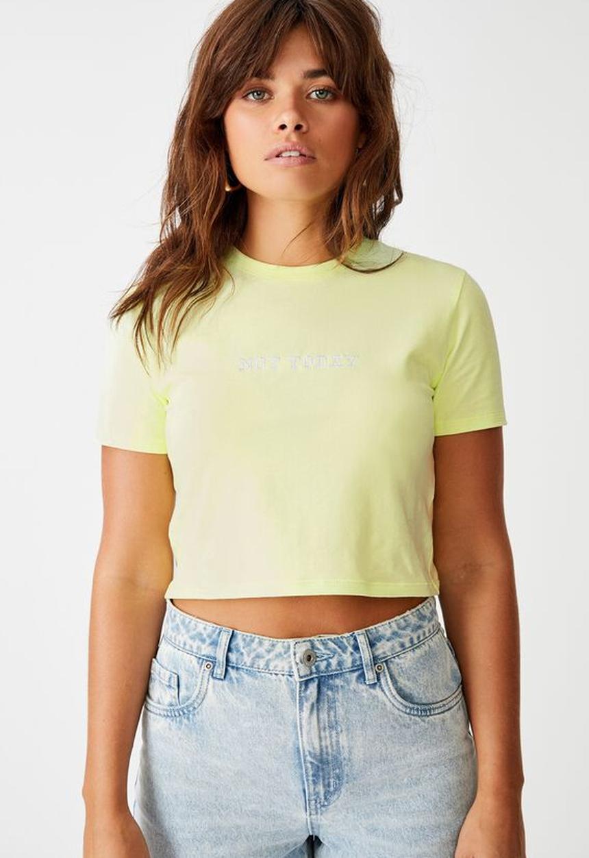 Factorie - Fitted graphic T-shirt  not today - lime cream