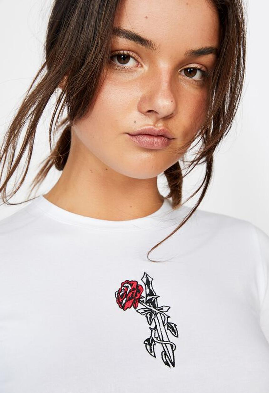 Factorie - Fitted graphic T-shirt  dagger rose - white