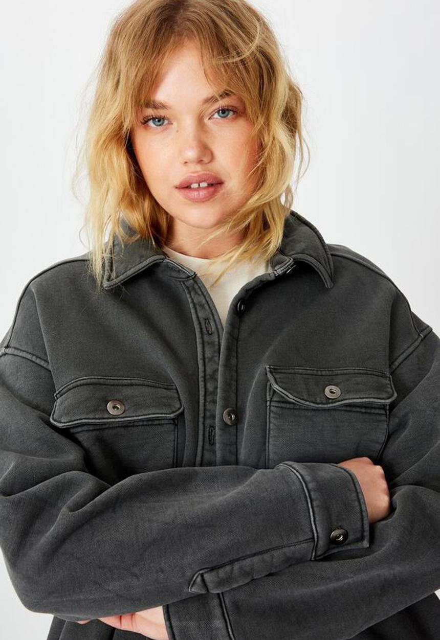 Factorie - Fleece shacket - washed black