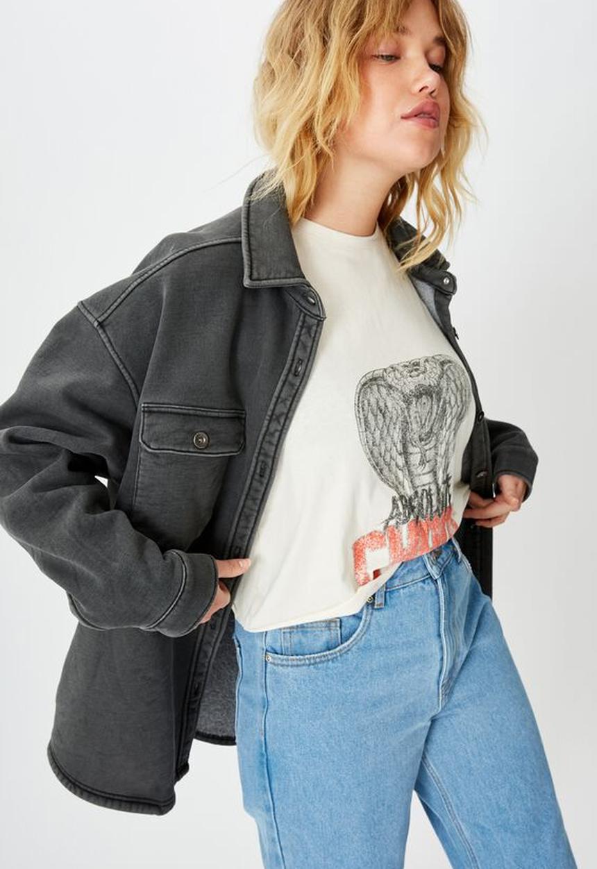 Factorie - Fleece shacket - washed black