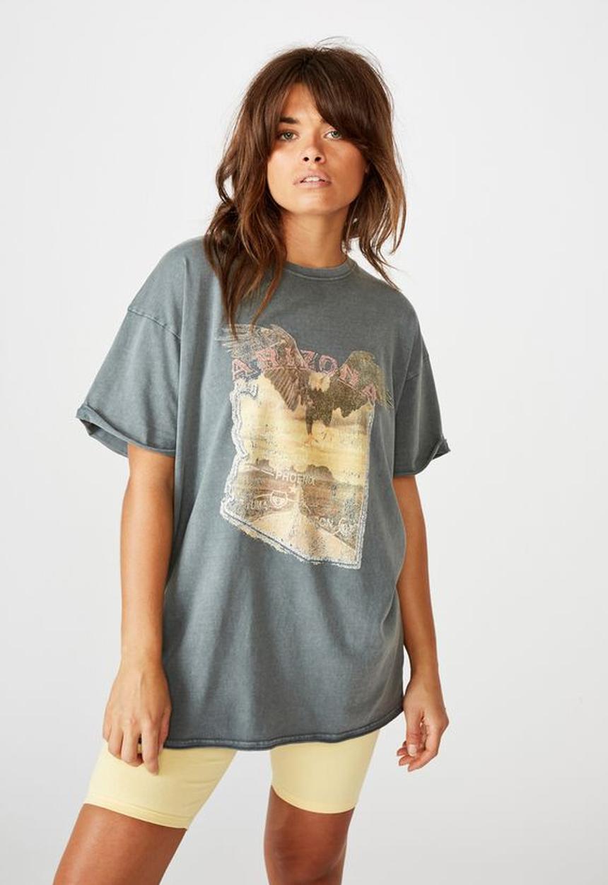 Factorie - Oversized graphic tee arizona eagle - washed grey