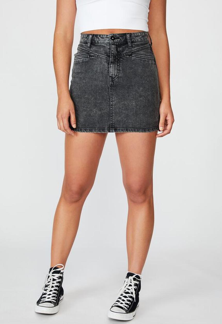 Factorie - Panelled denim skirt - acid black