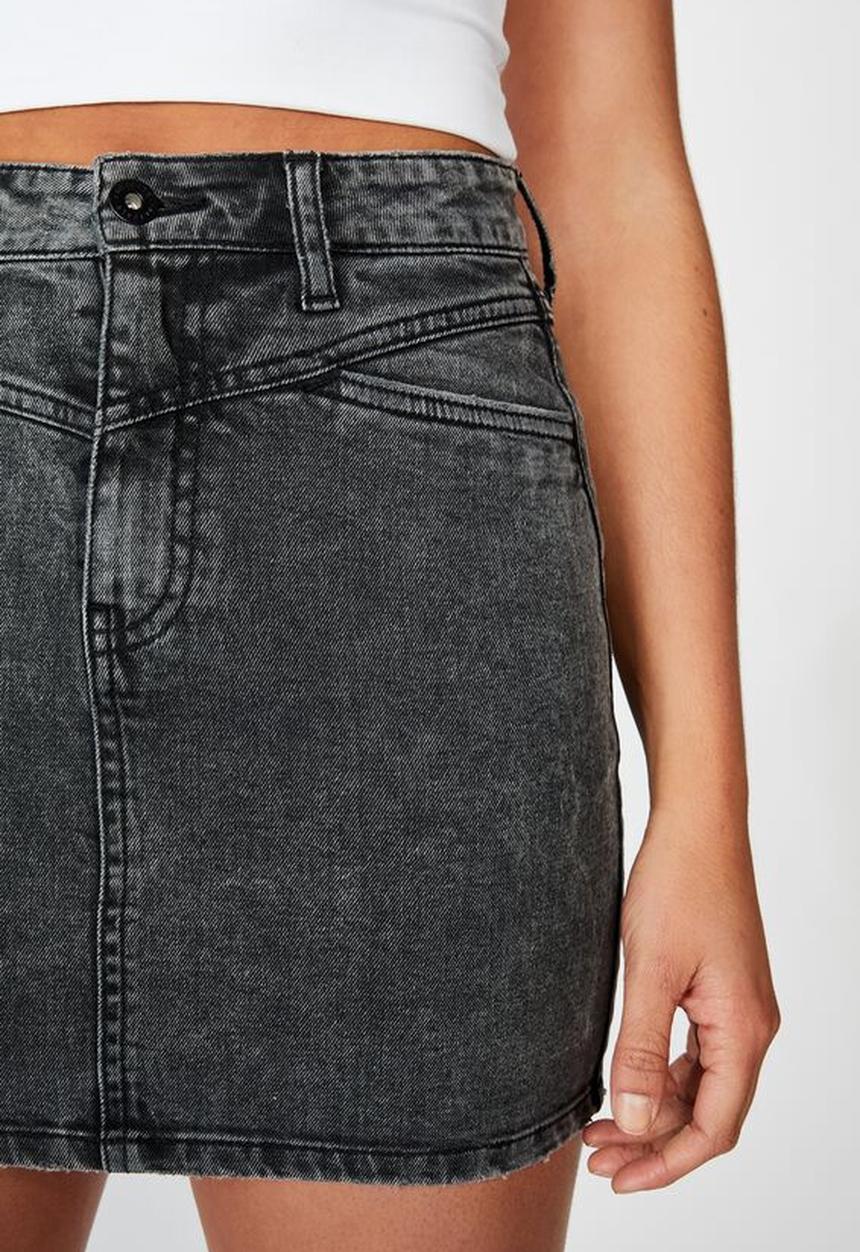 Factorie - Panelled denim skirt - acid black
