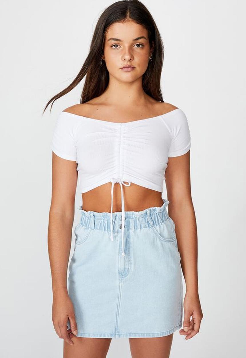 Factorie - Paperbag skirt - bleach blue