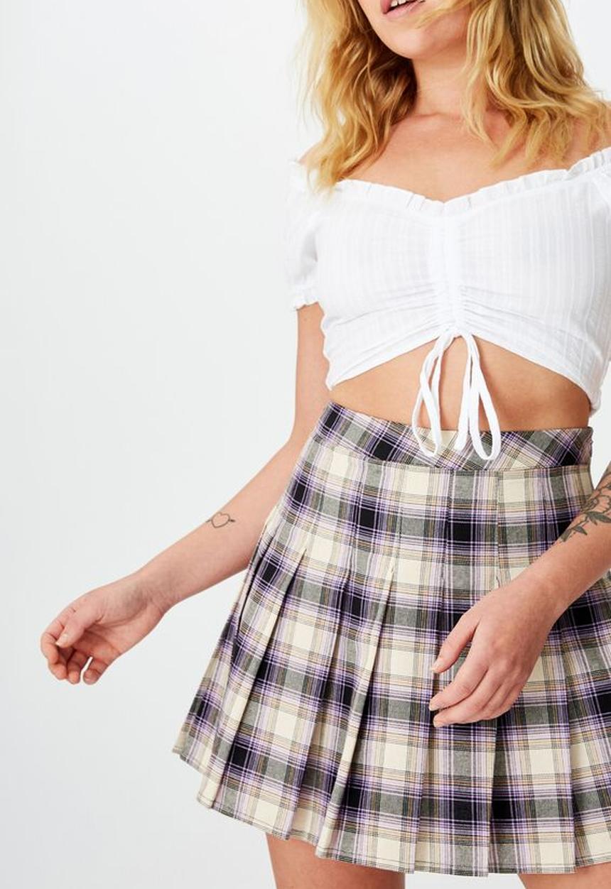 Factorie - Pleated skirt - belle neutral check