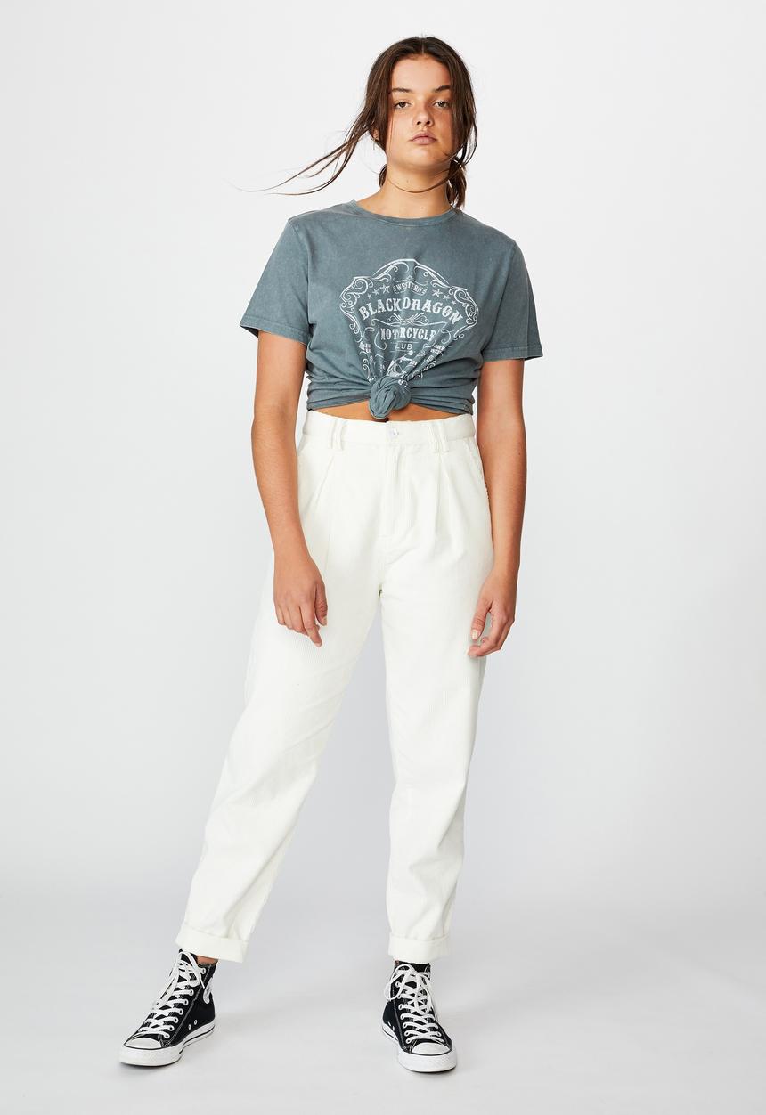 Factorie - Relaxed graphic T-shirt dragon motorcycle - washed grey 