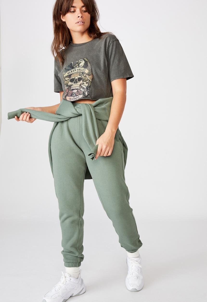 Factorie - Short sleeve raw edge crop T-shirt death valley - washed asphalt