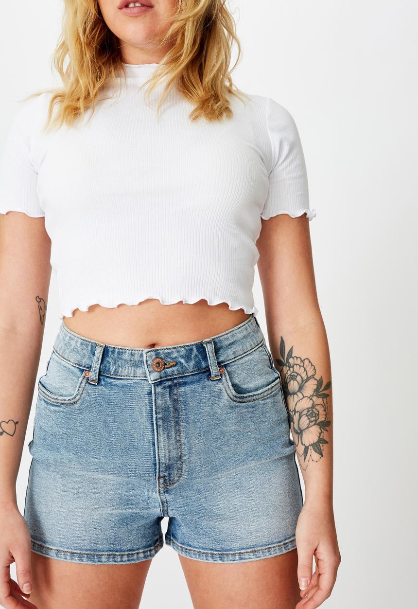 Factorie - Stretch denim short -  blue