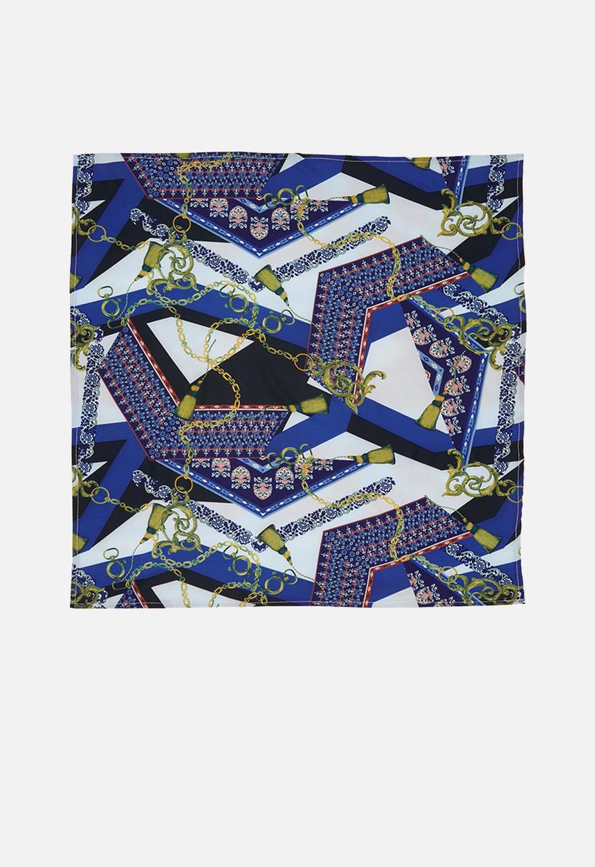 Superbalist - Vintage chain print neckerchief - blue & black