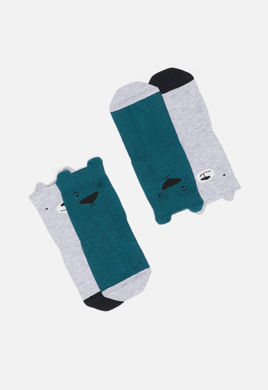 Name It - Boys sanny 2 pack socks - grey & teal