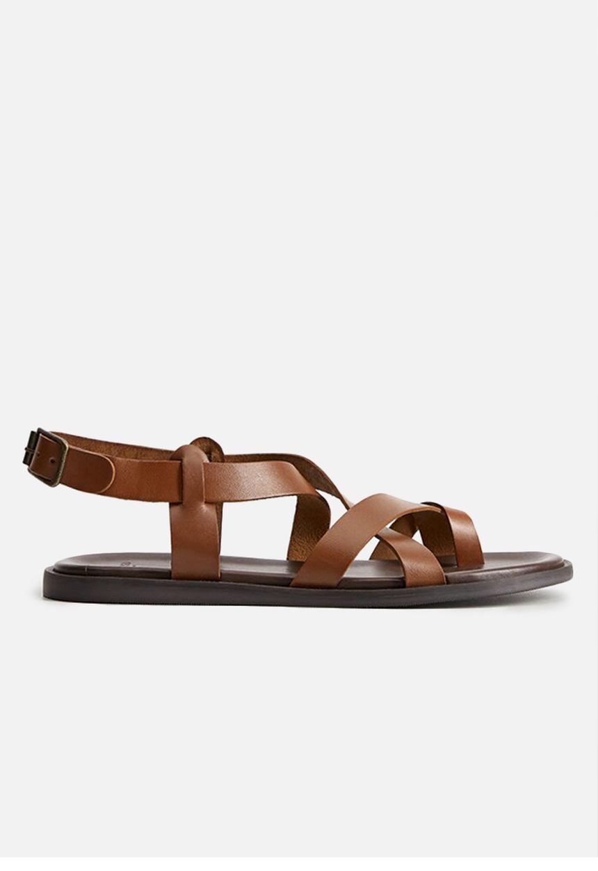 MANGO - Sandals roma bovian leather - medium brown