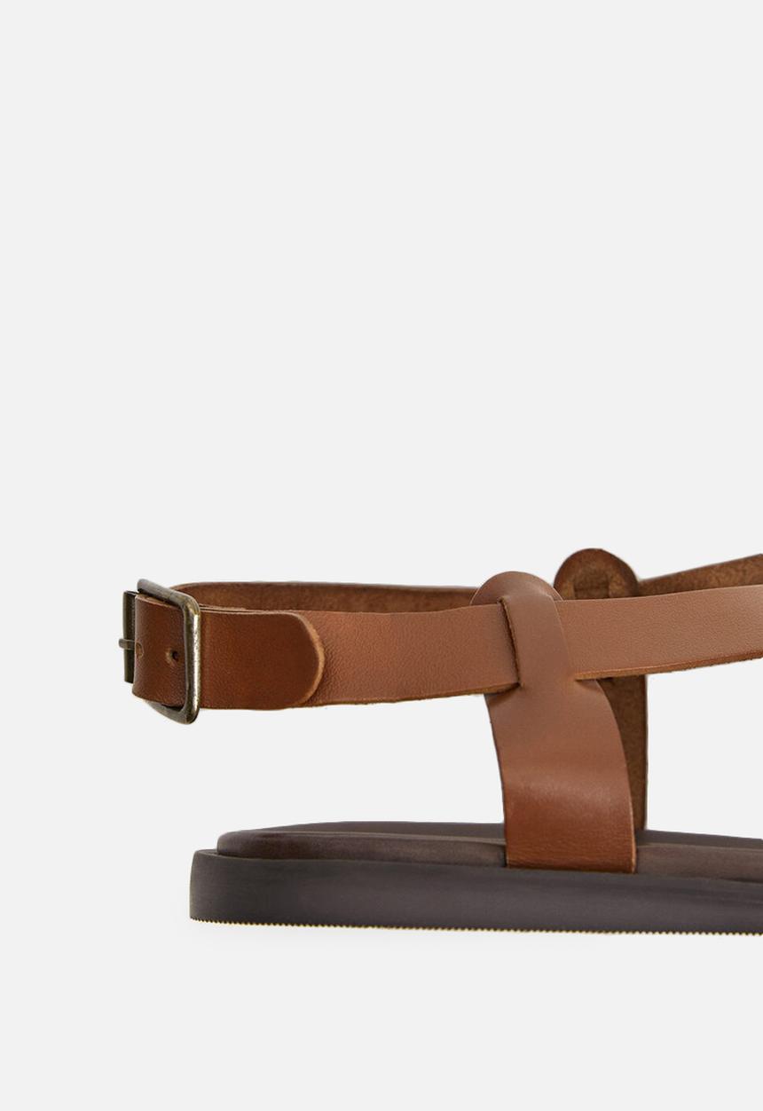 MANGO - Sandals roma bovian leather - medium brown