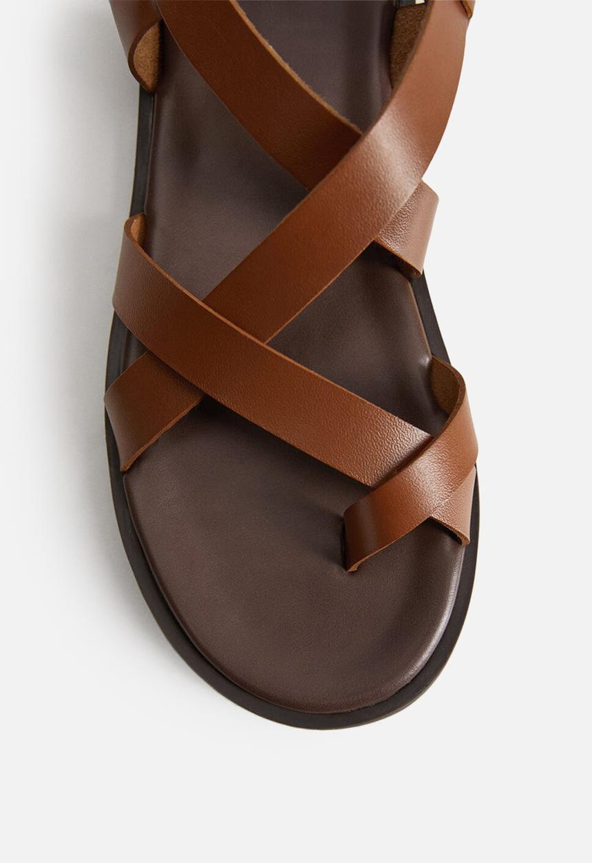 MANGO - Sandals roma bovian leather - medium brown