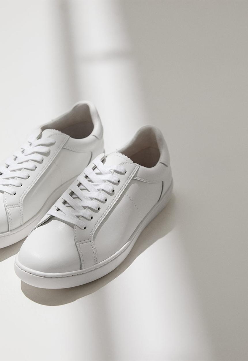 MANGO - Leather sports sneaker - white