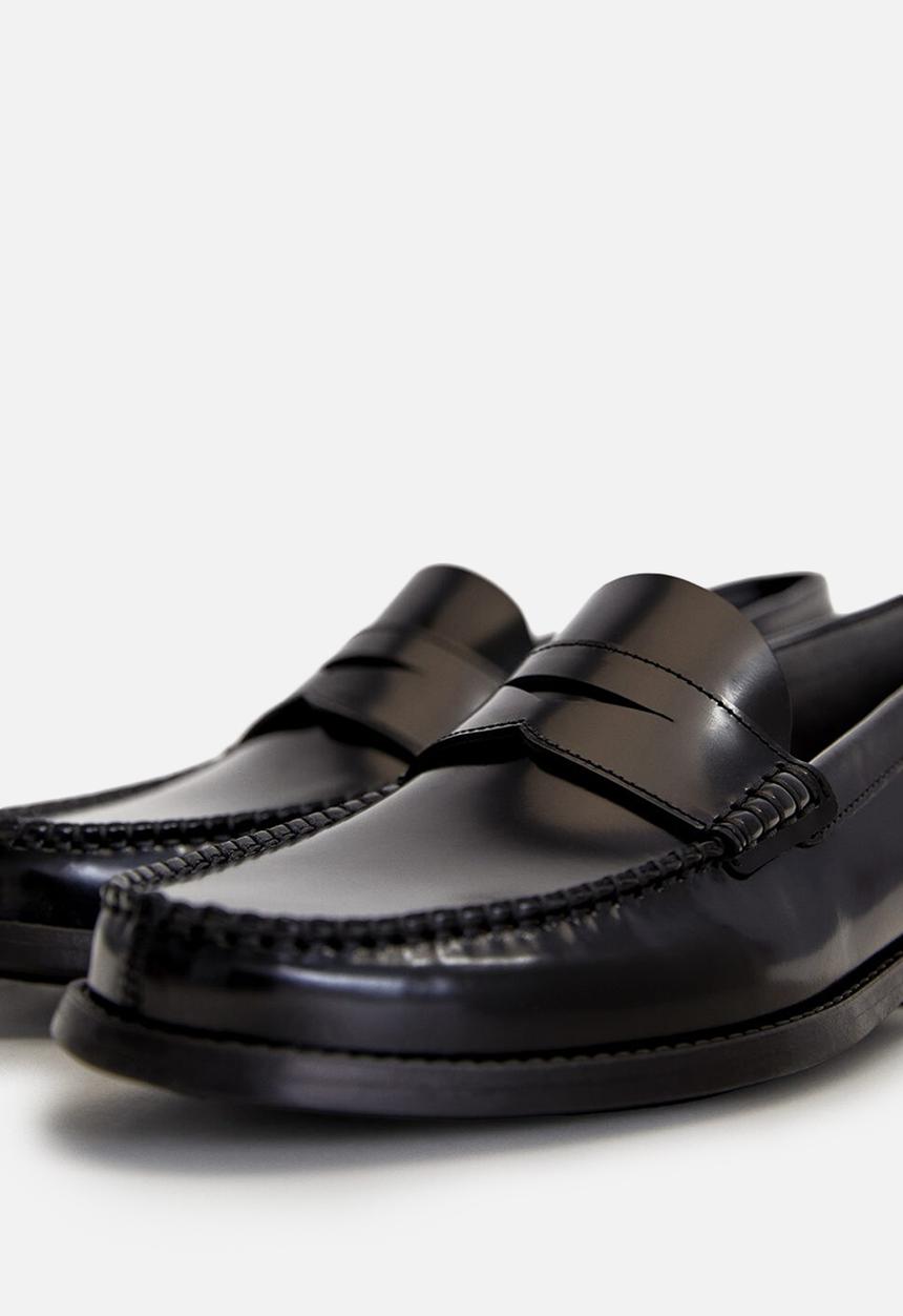 MANGO - Classic bovine leather shoes - black