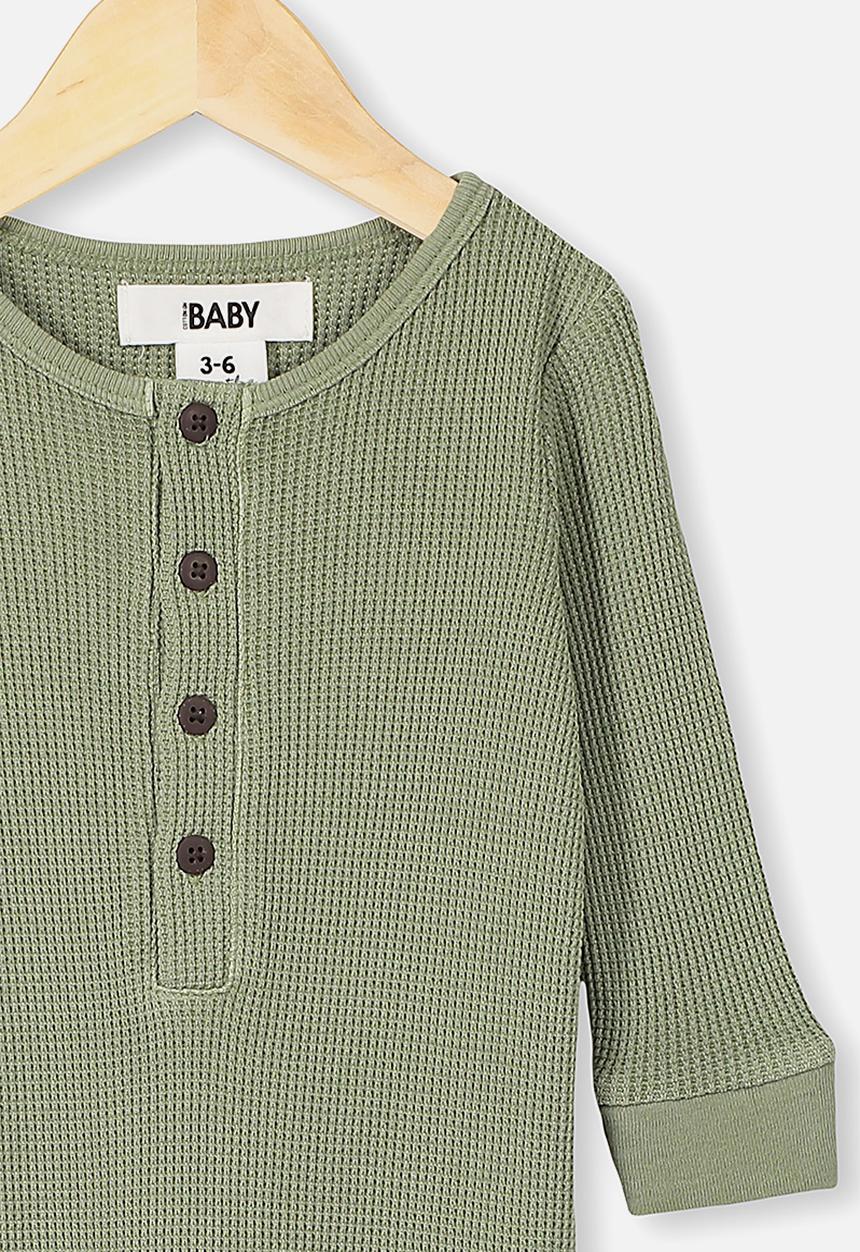 Cotton On - The long sleeve waffle romper - sage