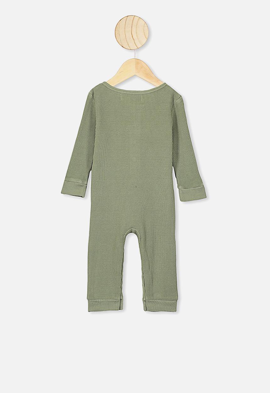 Cotton On - The long sleeve waffle romper - sage