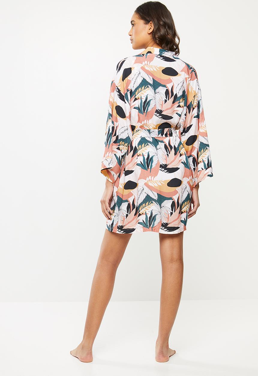 Superbalist - Short modern palm print robe - multi