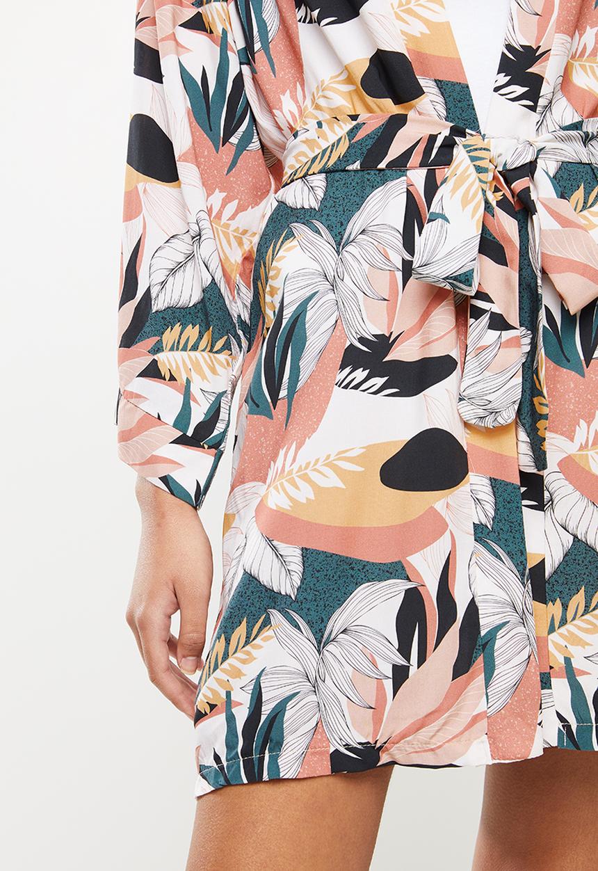 Superbalist - Short modern palm print robe - multi