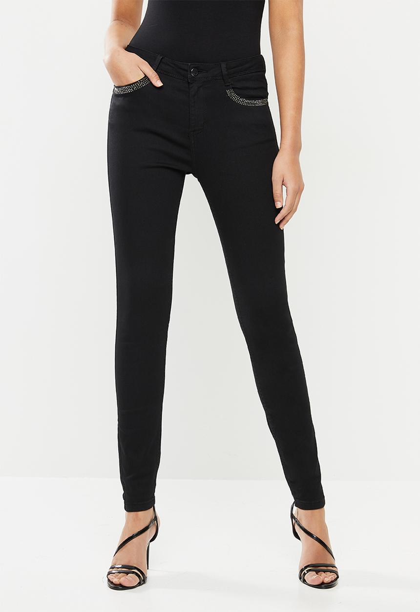 SISSY BOY - Luxury axel skinny with front & back pocket bling - black