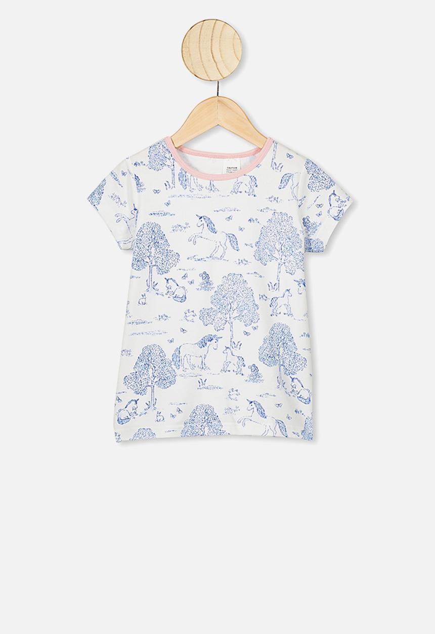 Cotton On - Harpa short sleeve pyjama set - white & blue 
