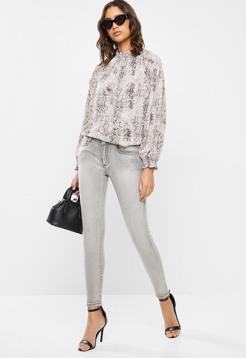 SISSY BOY - Marquise jon jon skinny with front pocket bling - grey