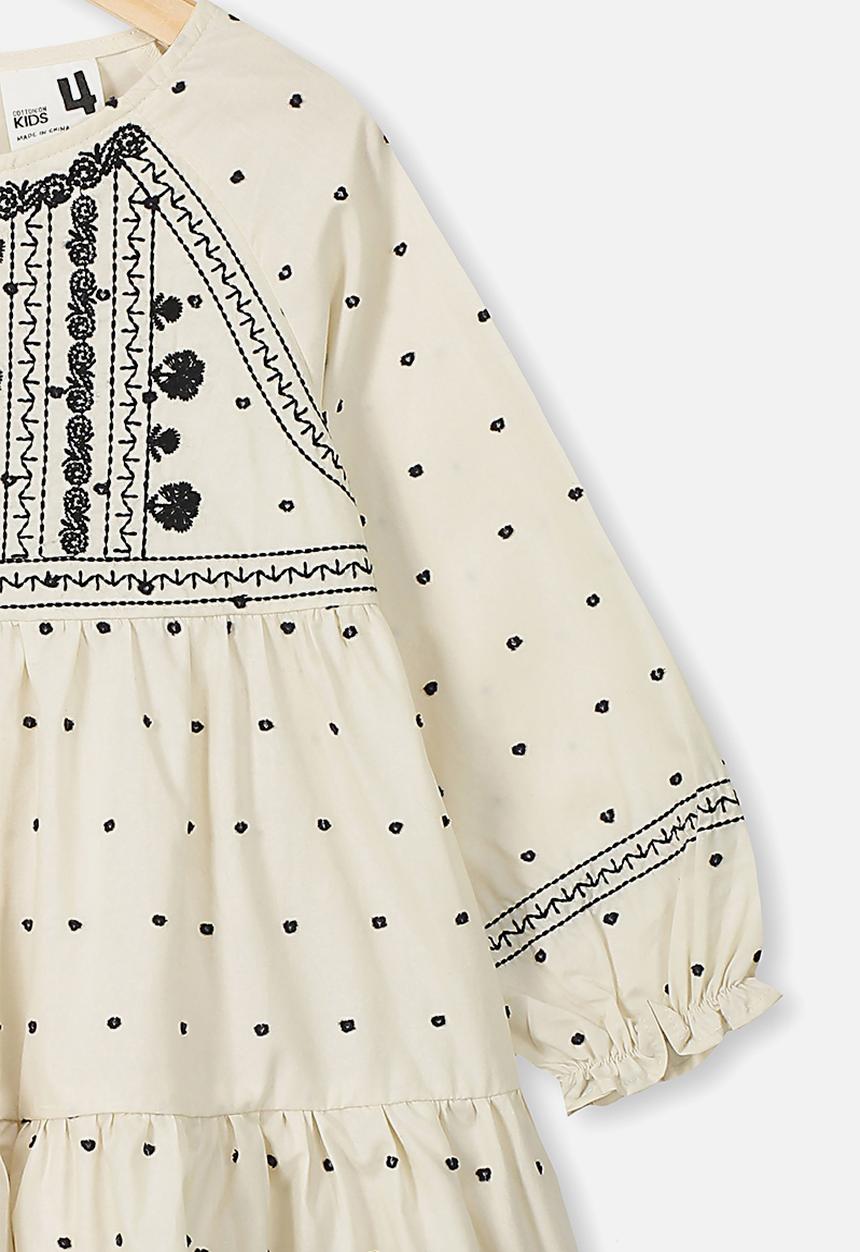 Cotton On - Carmen long sleeve dress - dark vanilla & black