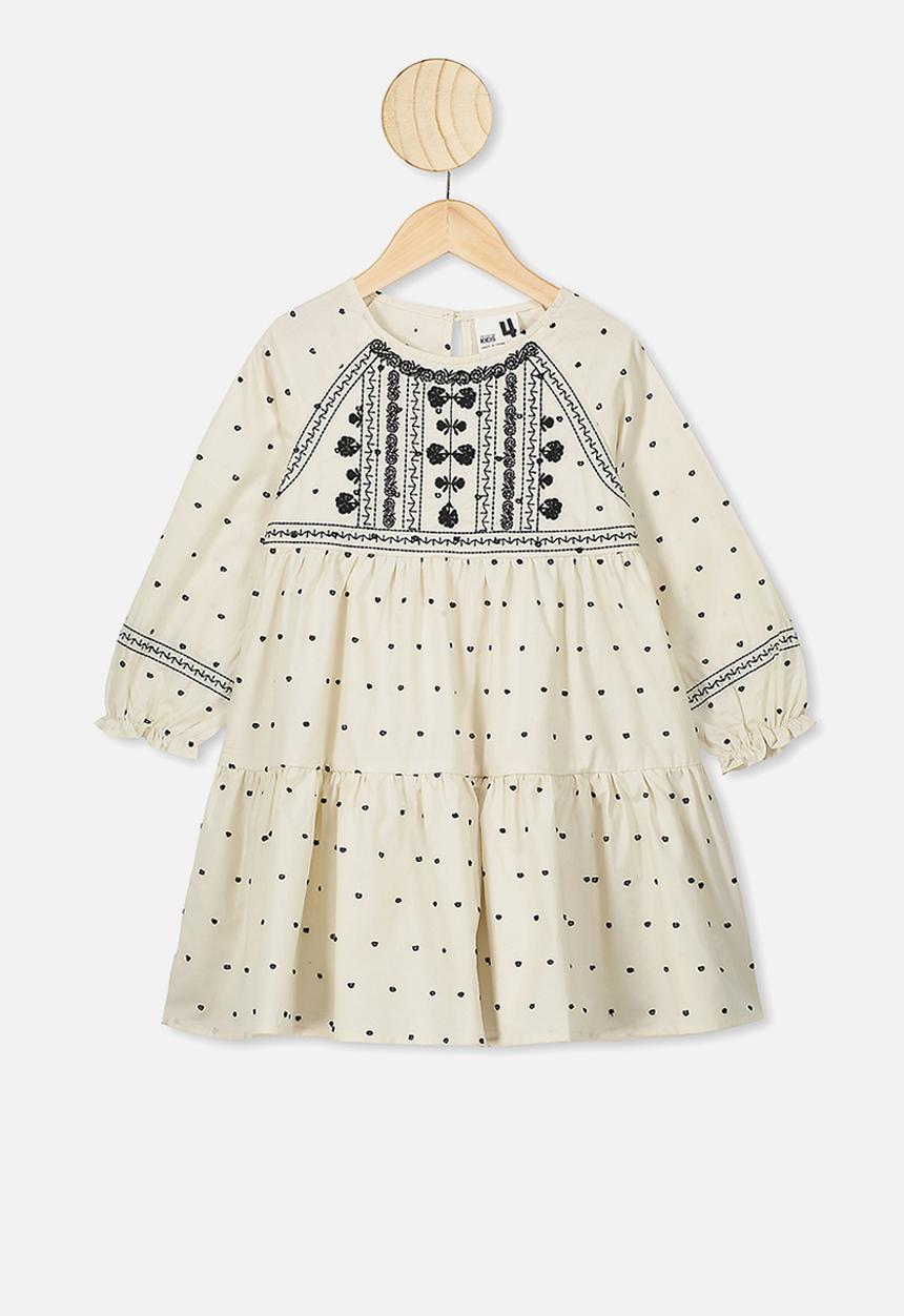 Cotton On - Carmen long sleeve dress - dark vanilla & black