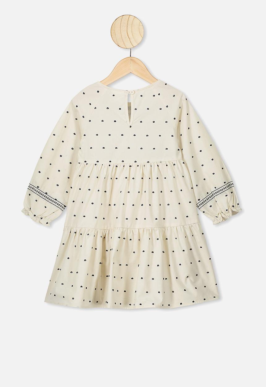 Cotton On - Carmen long sleeve dress - dark vanilla & black