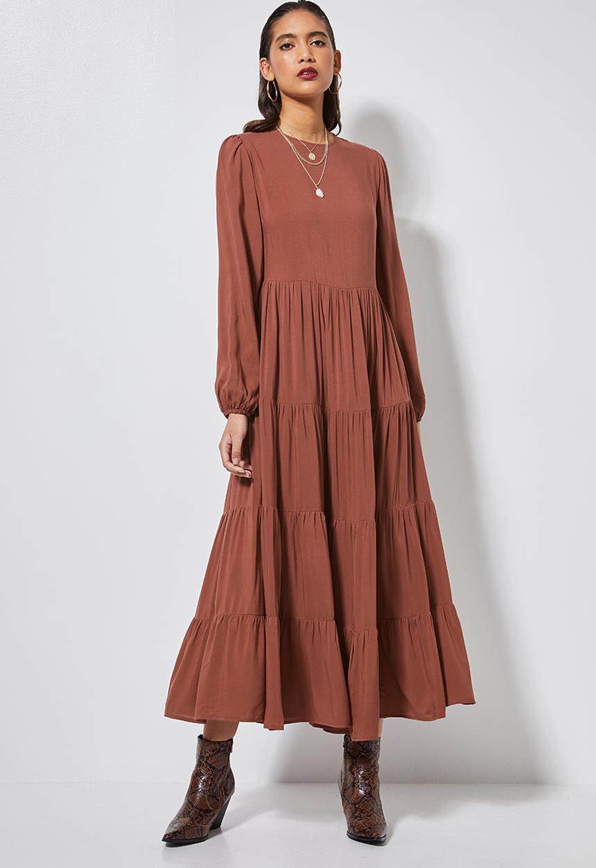 Superbalist - Tiered dress - tobacco