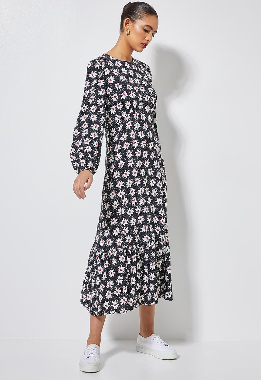 Superbalist - Fit & flare woven dress - white & black 