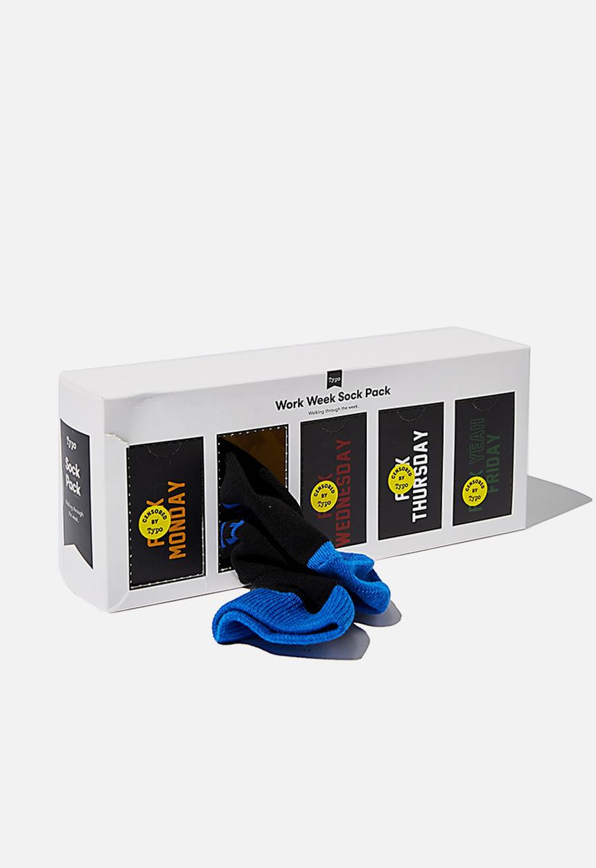 Typo - Days of the week!! box socks  - black