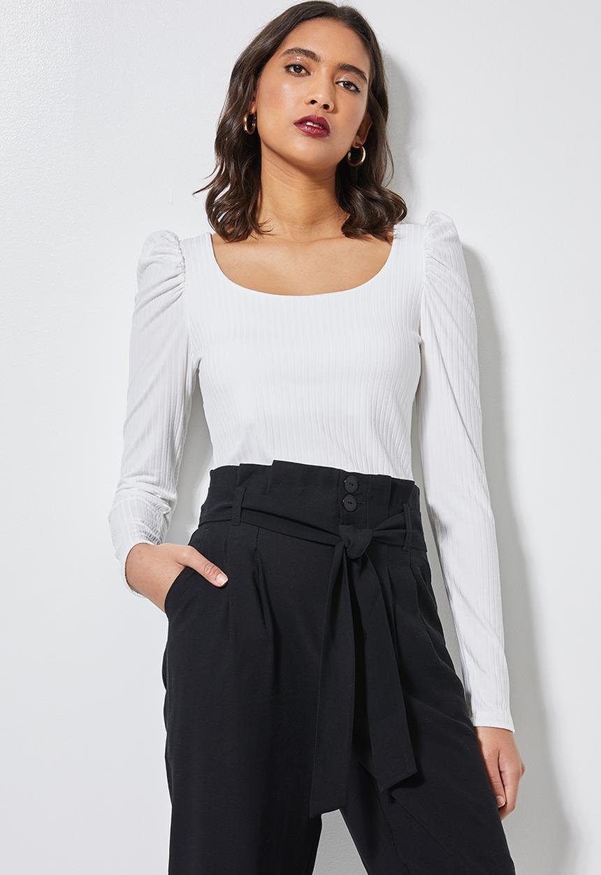 Superbalist - Puff sleeve rib top - milk