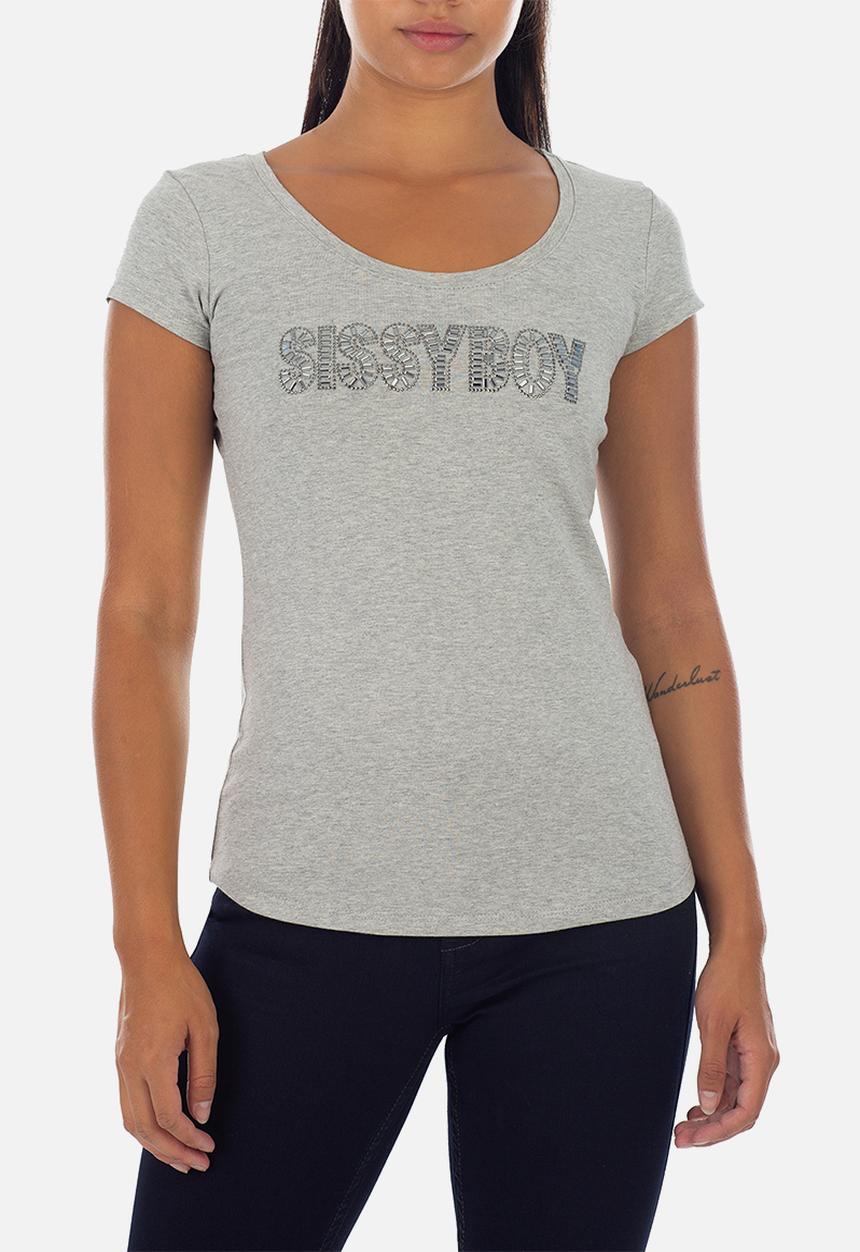 SISSY BOY - Round neck basic with mixed logo transfer - grey 
