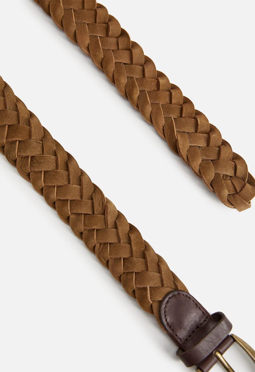 MANGO - Suede braided belt - medium brown