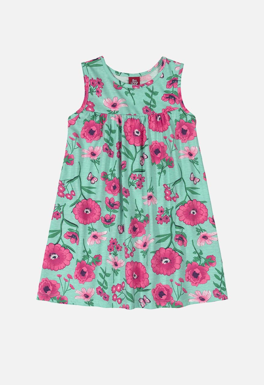 Bee Loop - Floral dress - turquoise & pink