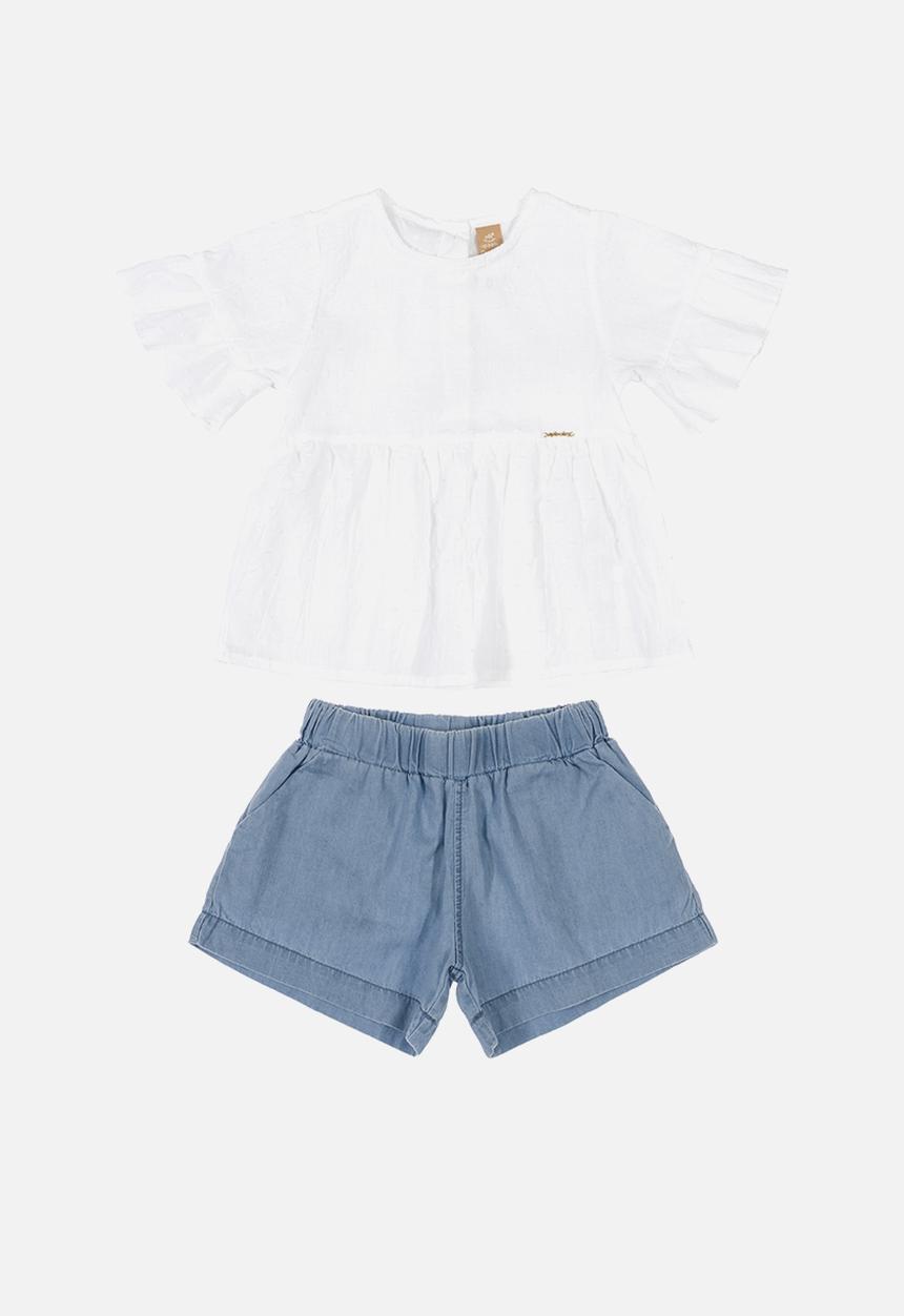 UP Baby - Blouse & shorts set - white & blue