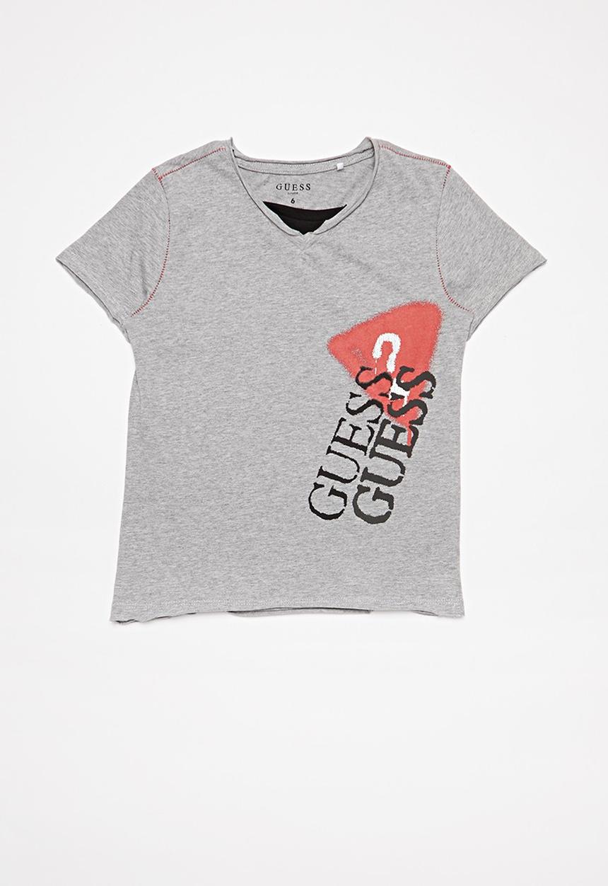 GUESS - Short sleeve peepout guess spray tee - grey